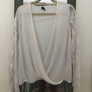 Nasty gal white lace sleeve top